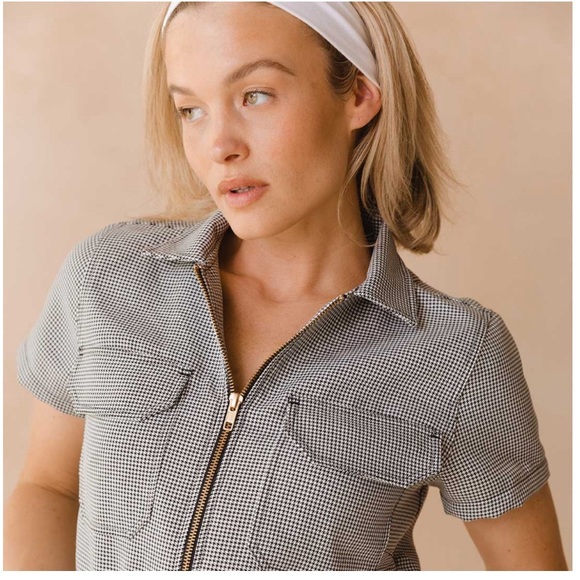 NWOT Albion Fit City Romper Houndstooth - RARE - Black & White - Size S - Picture 10 of 15